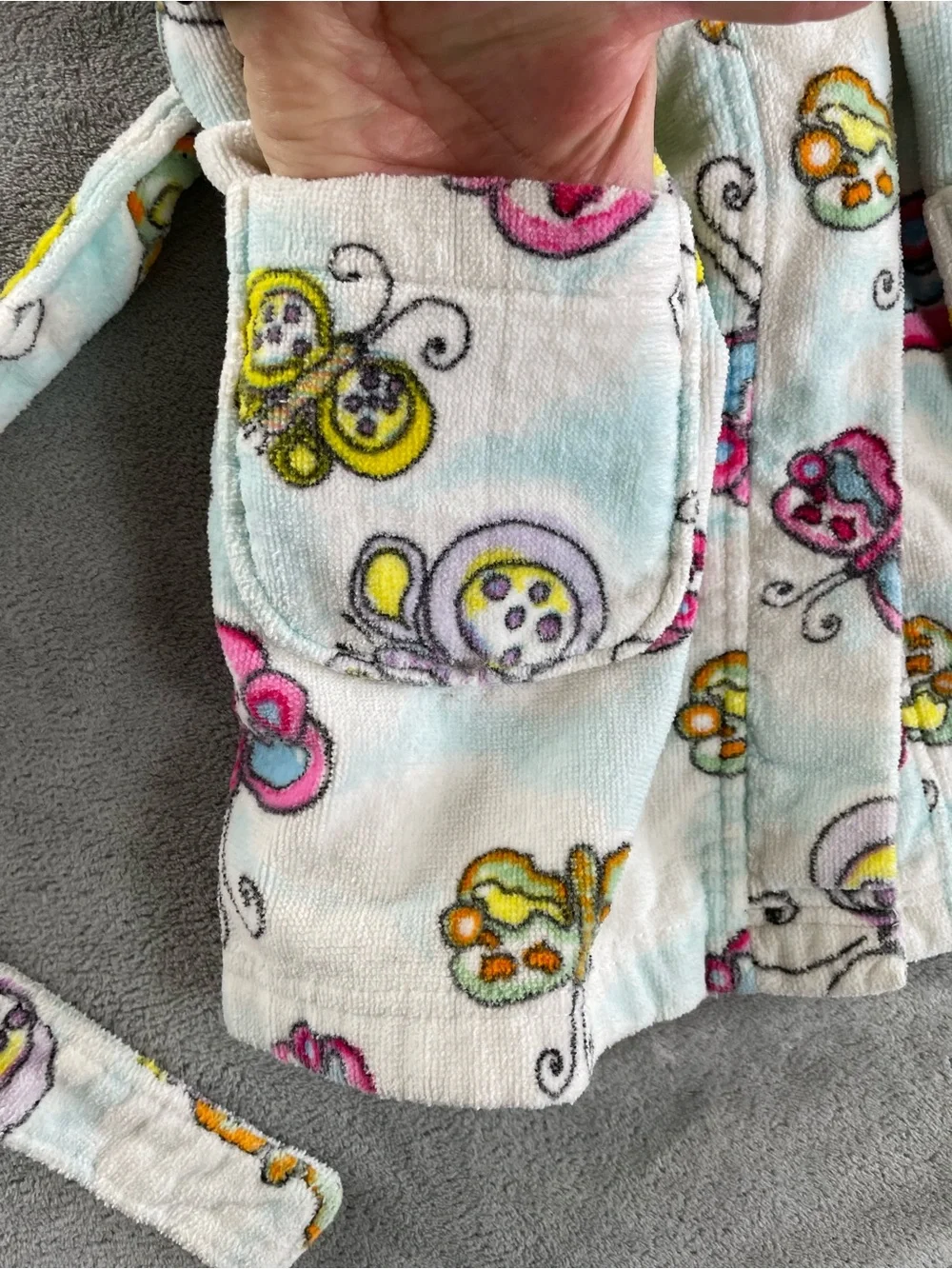 Girls Butterflies Robe Cover Up Bathrobe Kids Girls Size Medium 100% Cotton